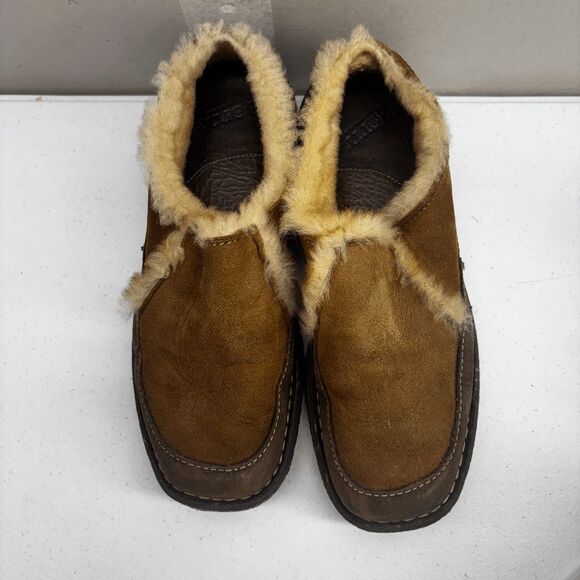 Born Hand Crafted Suede Fur Lined Slipper Mule Clog Womens Size 9 EUC - Picture 4 of 9